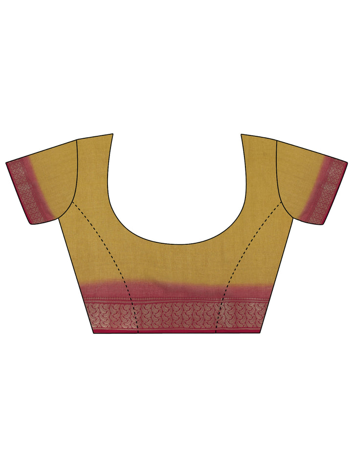 Mustard Printed Georgette Saree With Unstitched Blouse Piece