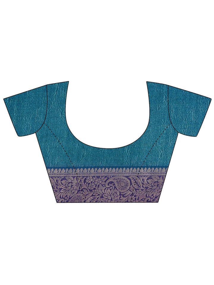 Teal Printed Georgette Saree With Unstitched Blouse Piece