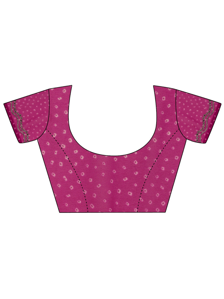 Pink Printed Georgette Saree With Unstitched Blouse Piece