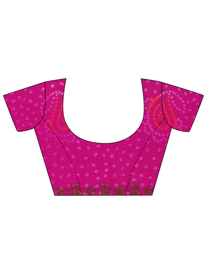 Pink Printed Georgette Saree With Unstitched Blouse Piece