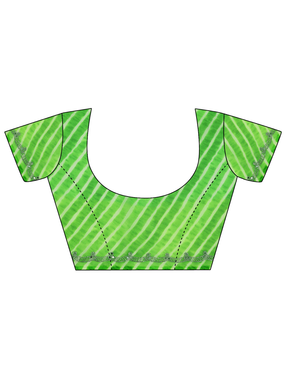 Green Printed Georgette Saree With Unstitched Blouse Piece