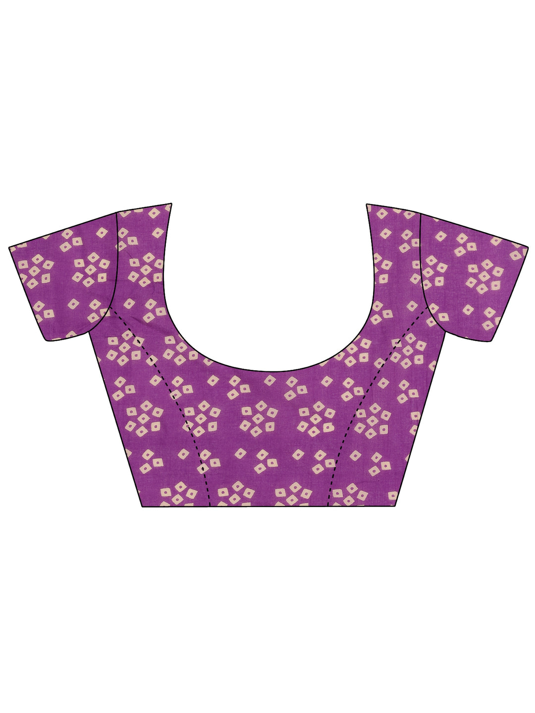 Purple Printed Cotton Saree With Unstitched Blouse Piece