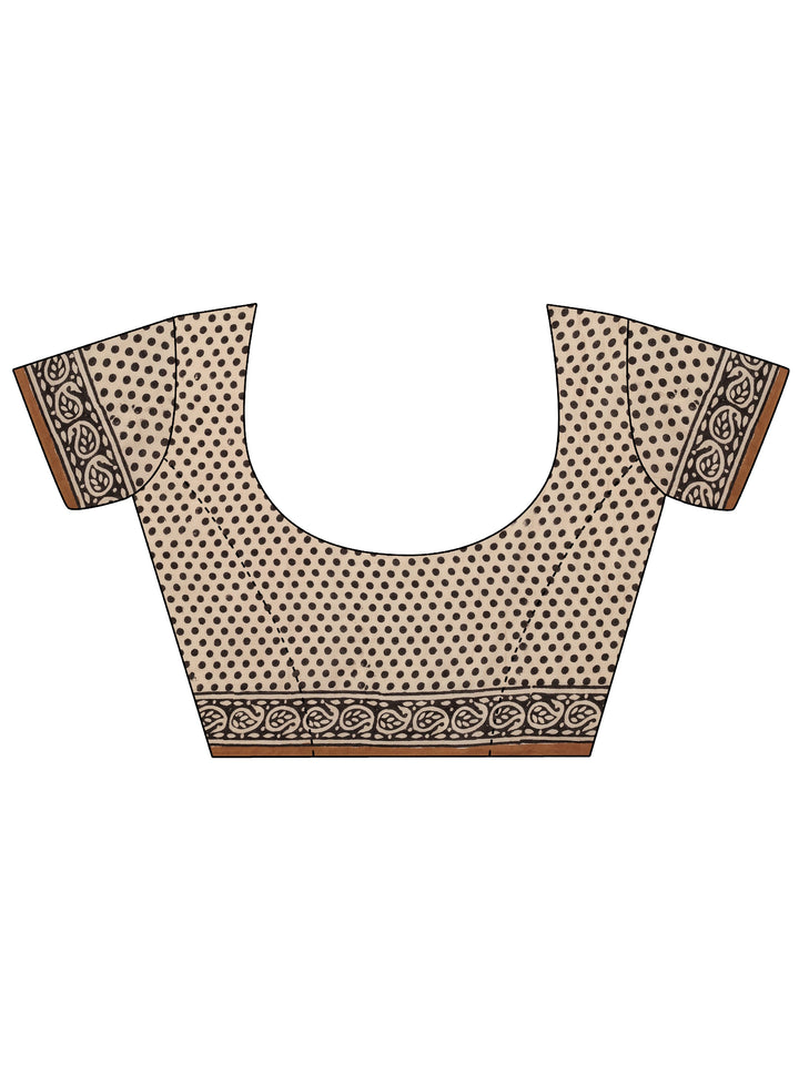 Rust Embellished Cotton Saree With Unstitched Blouse Piece