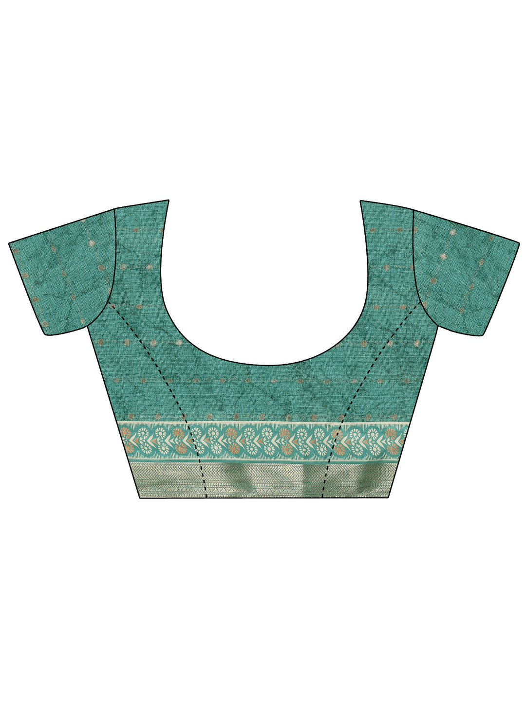 Blue Printed Silk Blend Saree With Unstitched Blouse Piece