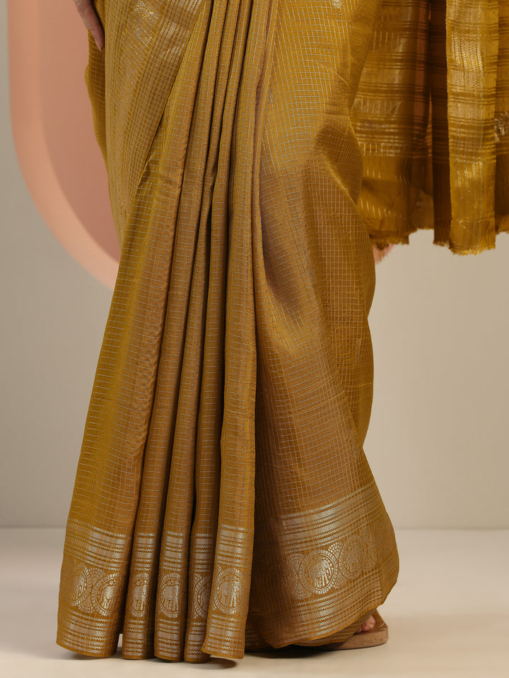 Mustard Woven Design Silk Saree With Unstitched Blouse Piece