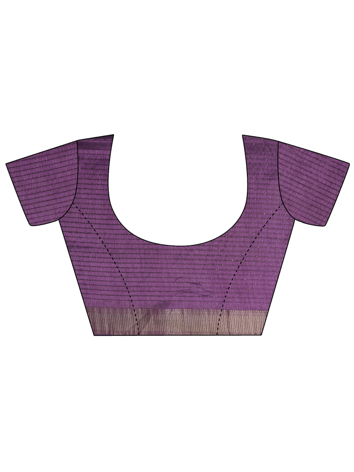 Purple Printed Silk Blend Saree With Unstitched Blouse Piece