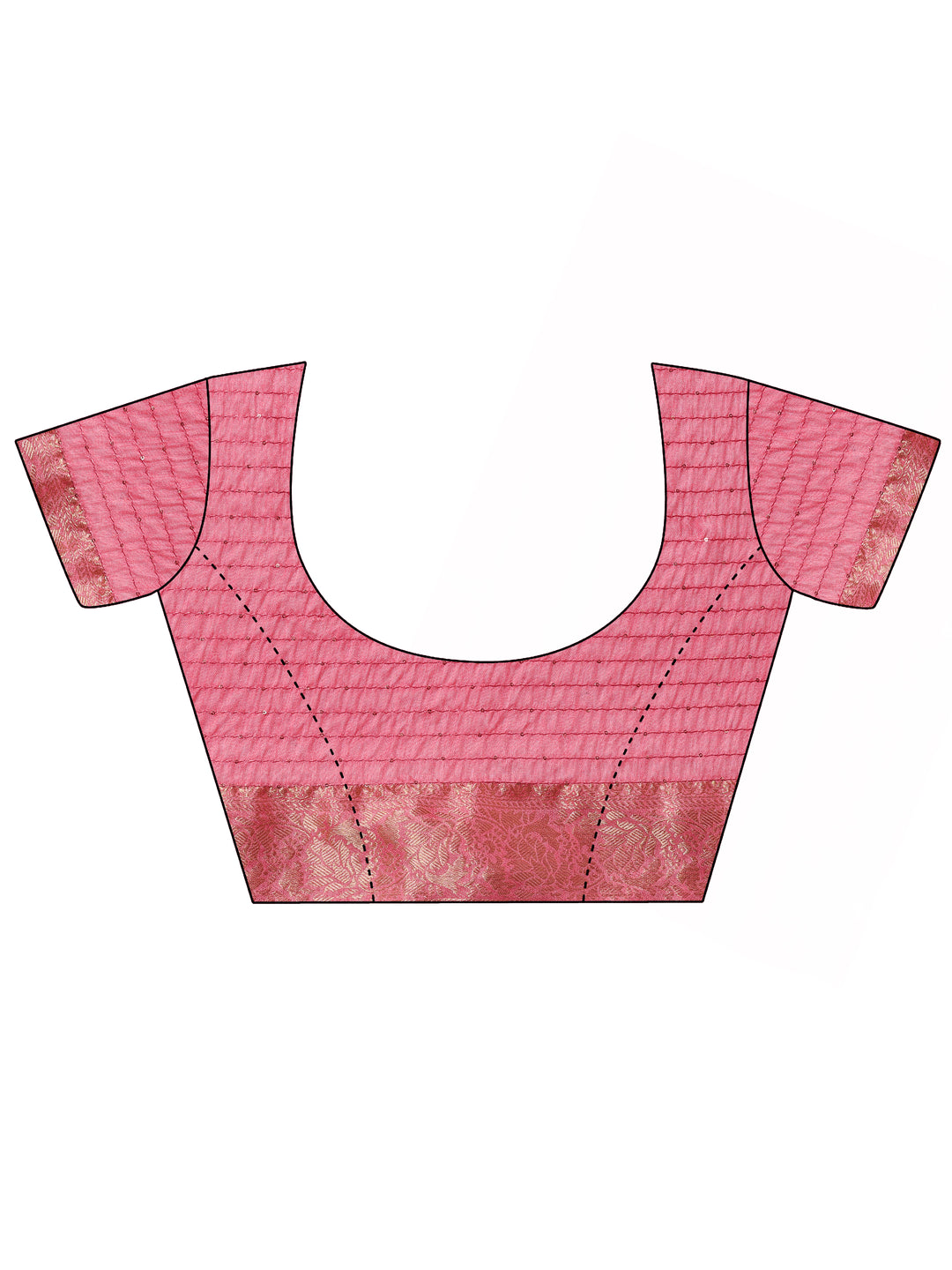 Pink Printed Silk Blend Saree With Unstitched Blouse Piece