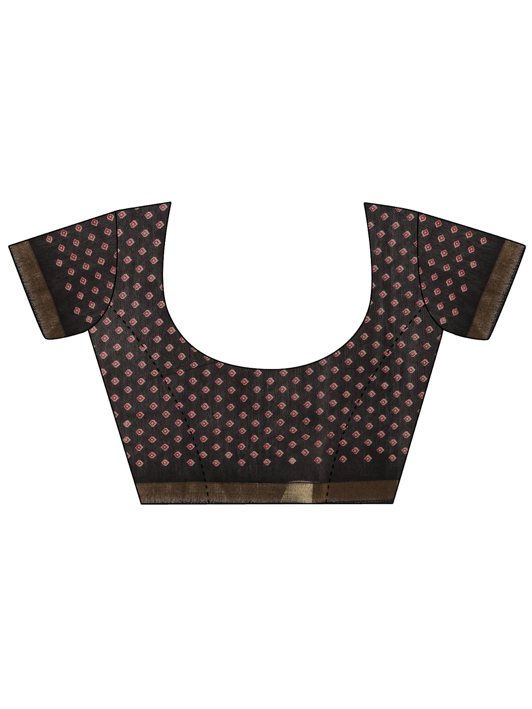 Maroon Printed Cotton Blend Saree With Unstitched Blouse Piece