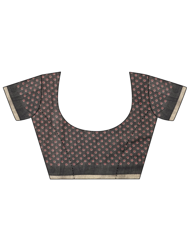 Maroon Solid Cotton Blend Saree With Unstitched Blouse Piece