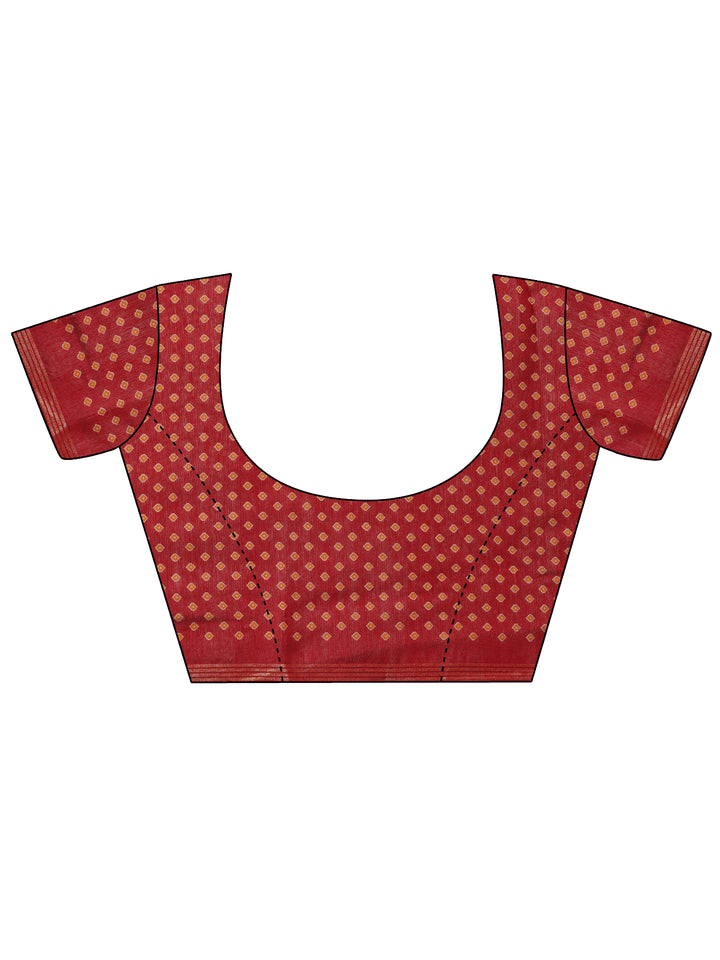 Mustard Printed Cotton Blend Saree With Unstitched Blouse Piece