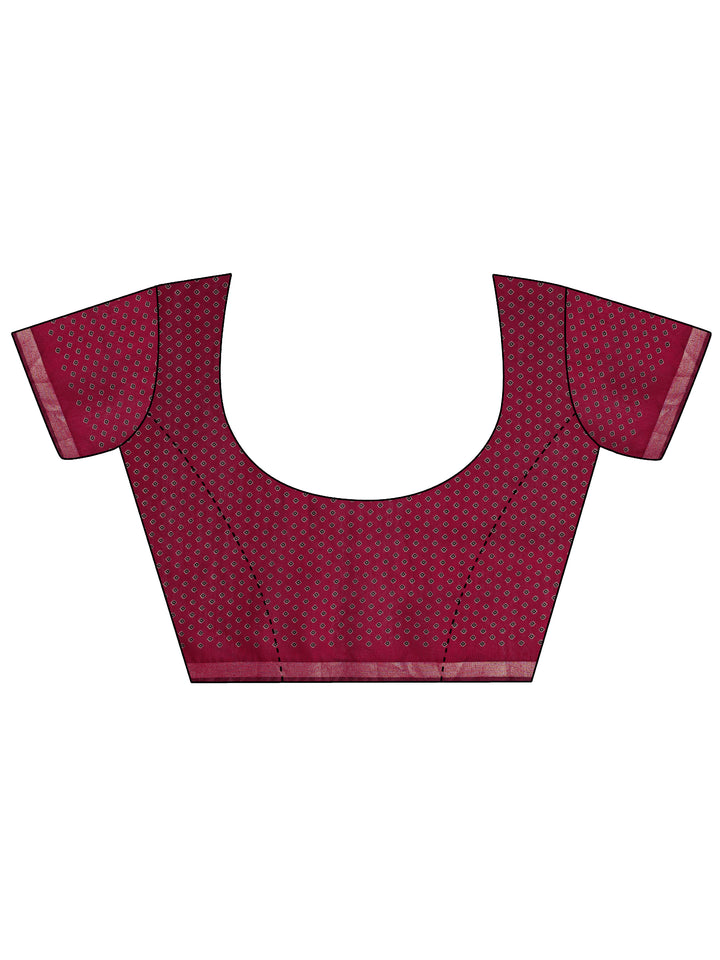 Black Printed Cotton Saree With Unstitched Blouse Piece