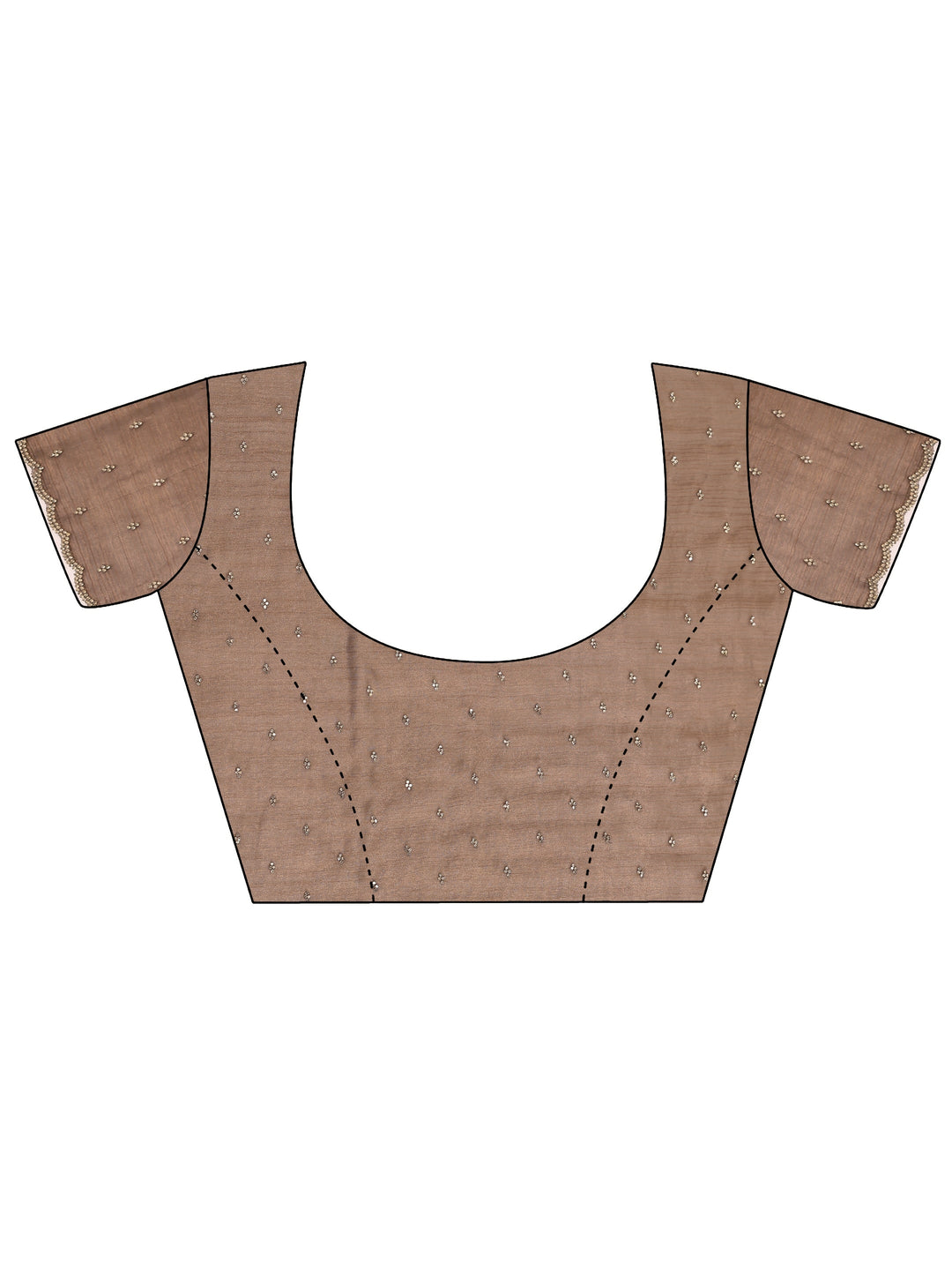 Brown Printed Satin Saree With Unstitched Blouse Piece