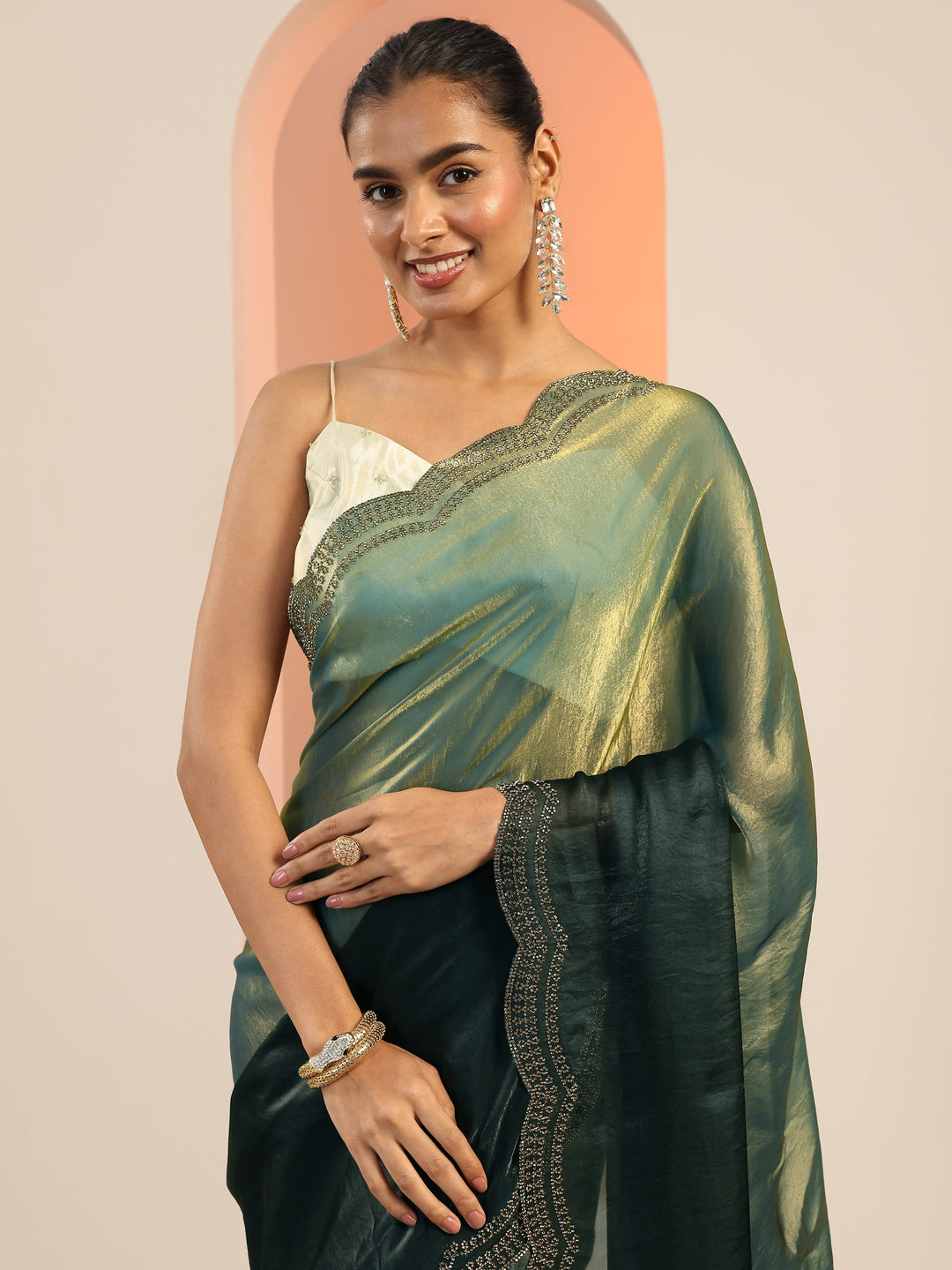 Blue Solid Satin Saree With Unstitched Blouse Piece