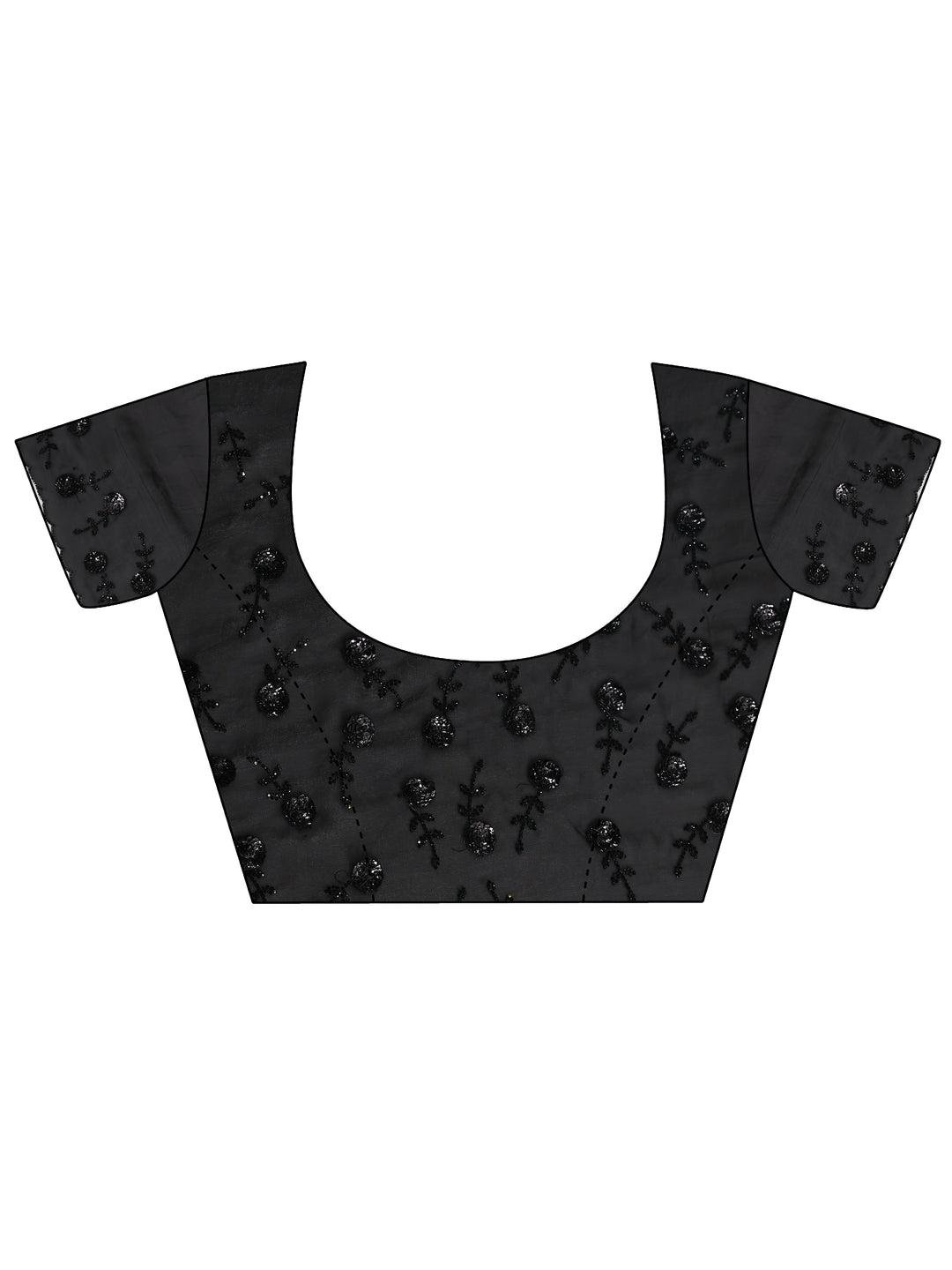 Black Solid Satin Saree With Unstitched Blouse Piece