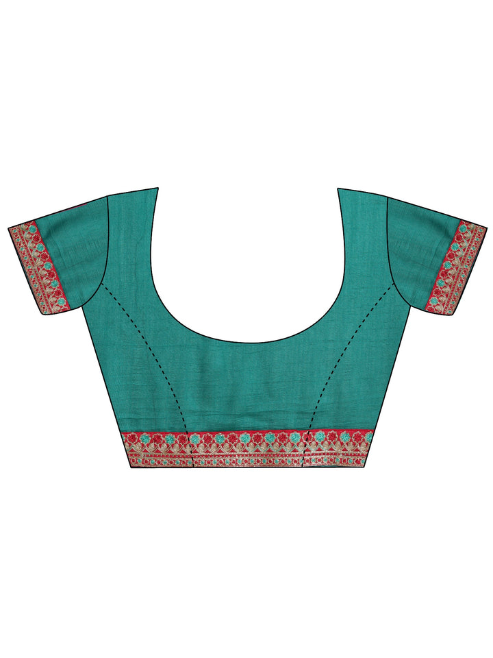 Magenta Printed Silk blend Saree With Unstitched Blouse Piece