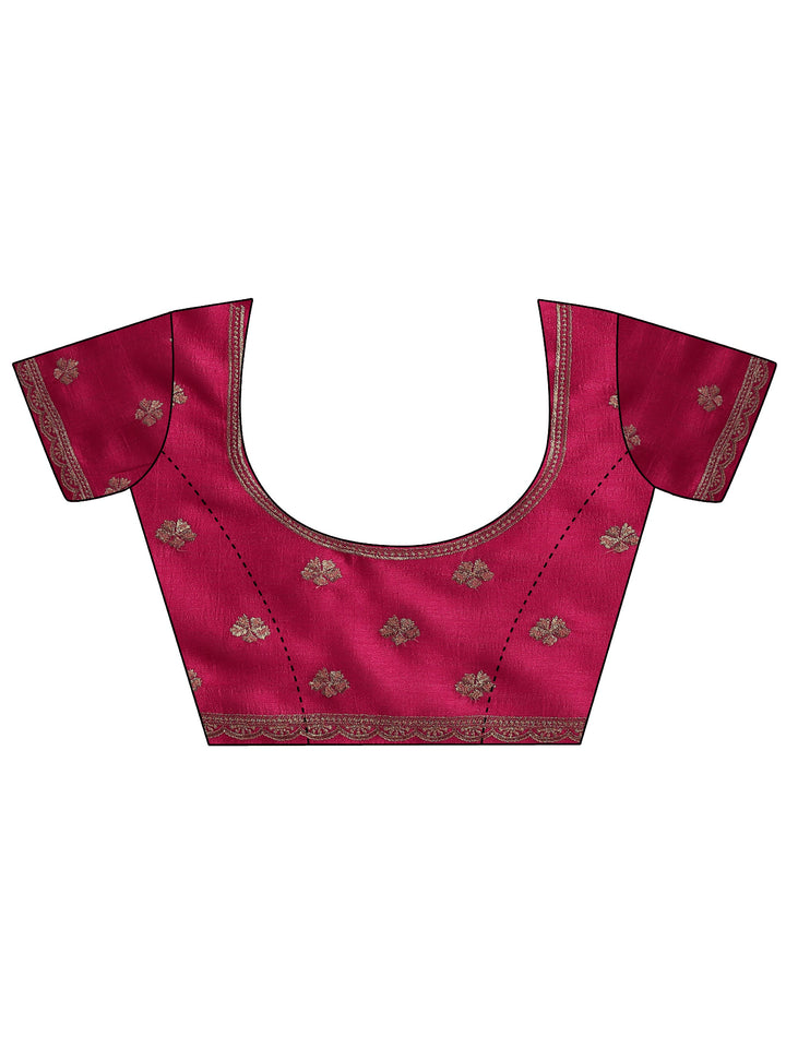 Pink Embellished Silk blend Saree With Unstitched Blouse Piece