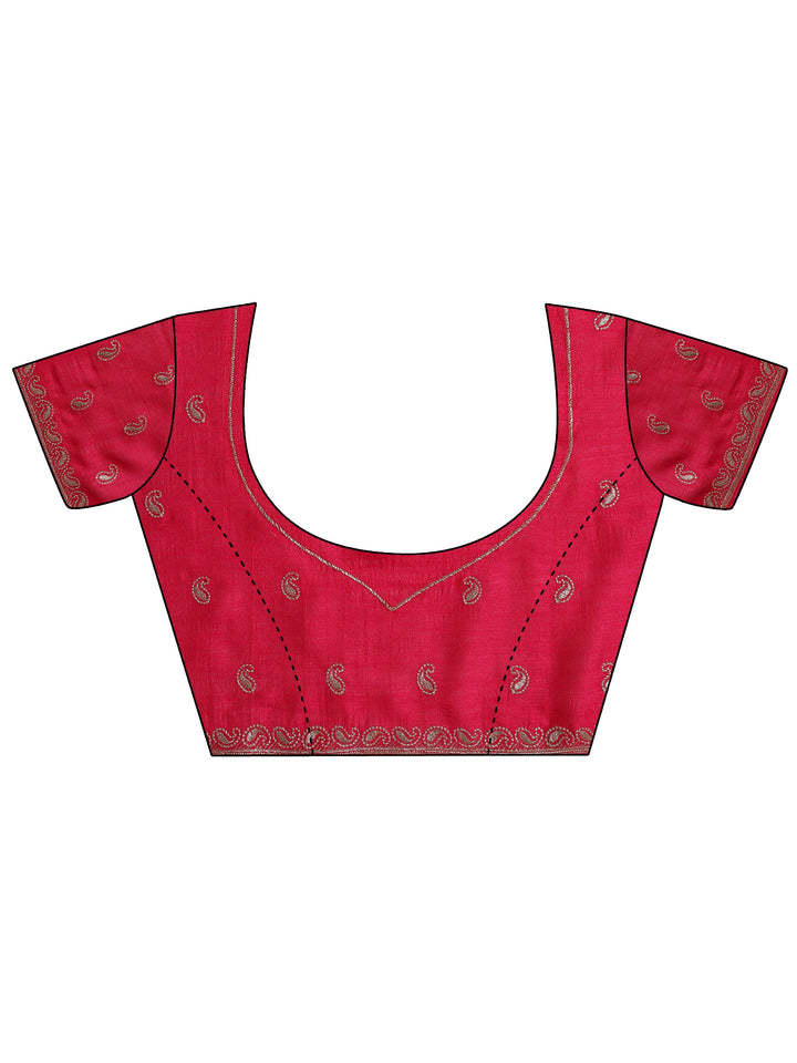 Magenta Embellished Silk blend Saree With Unstitched Blouse Piece