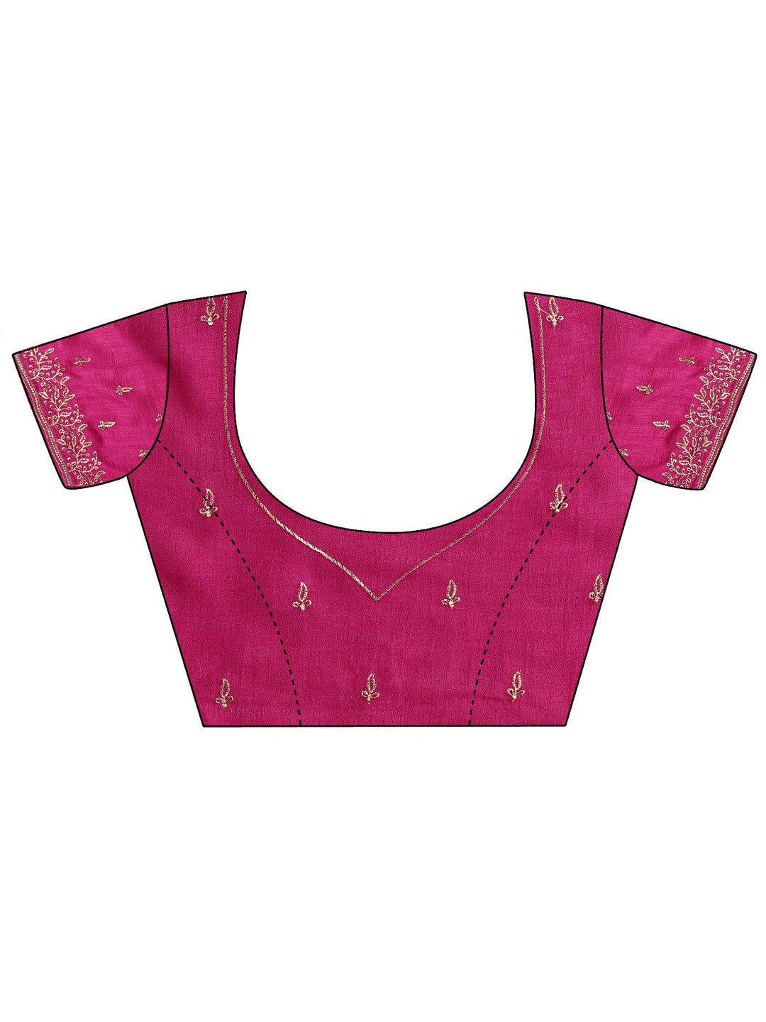 Magenta Embroidered Silk blend Saree With Unstitched Blouse Piece