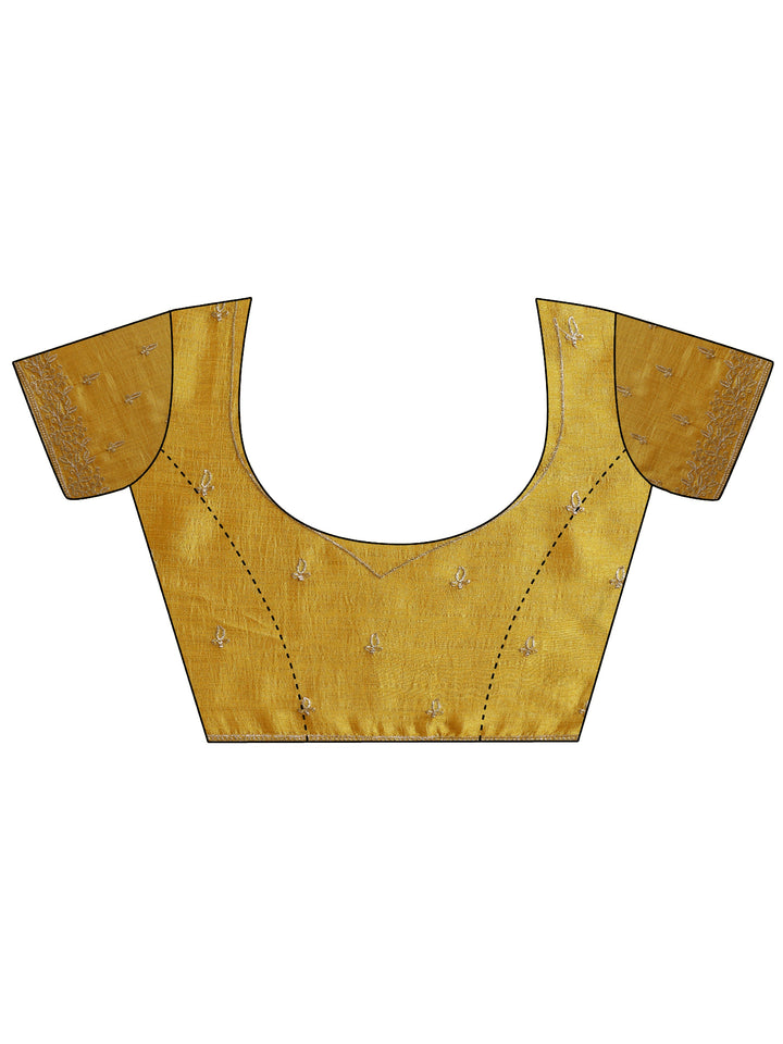 Mustard Embroidered Silk blend Saree With Unstitched Blouse Piece