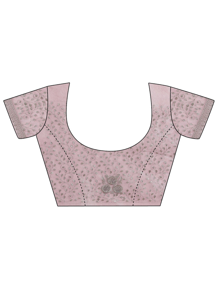 Lavender Embroidered Nylon Saree With Unstitched Blouse Piece