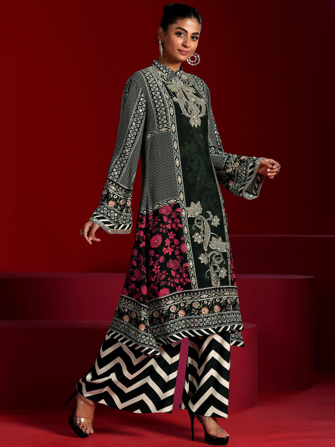 Libas Art Black Printed Muslin Co-Ords