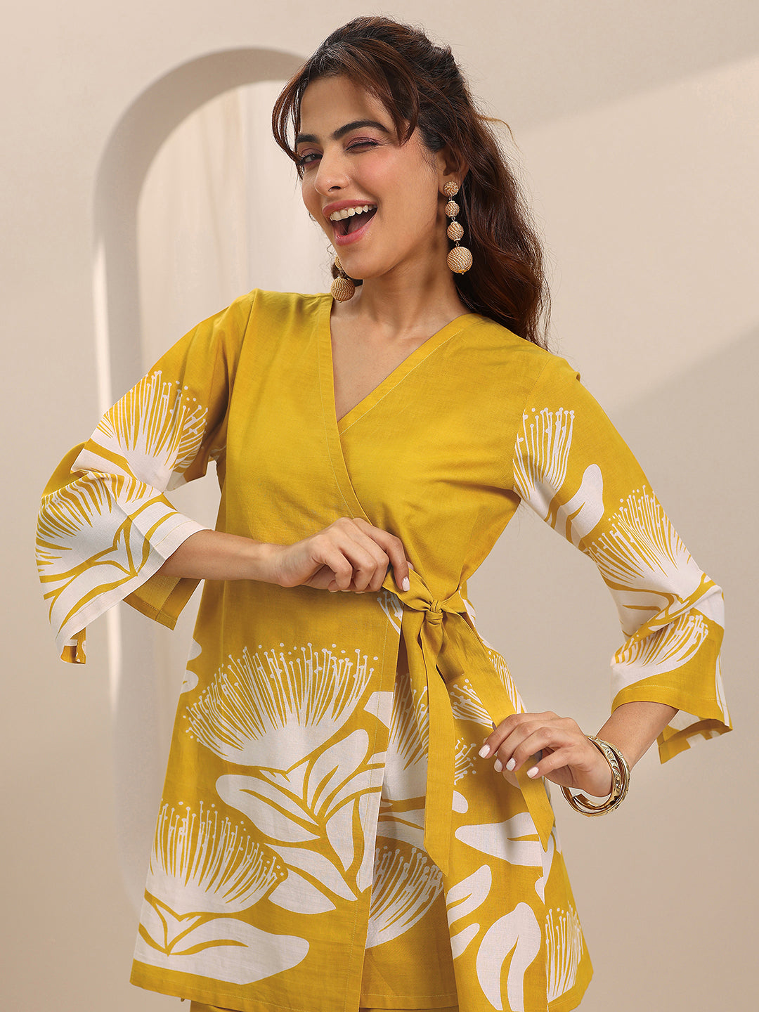Libas Women Yellow Floral Co-ord Set