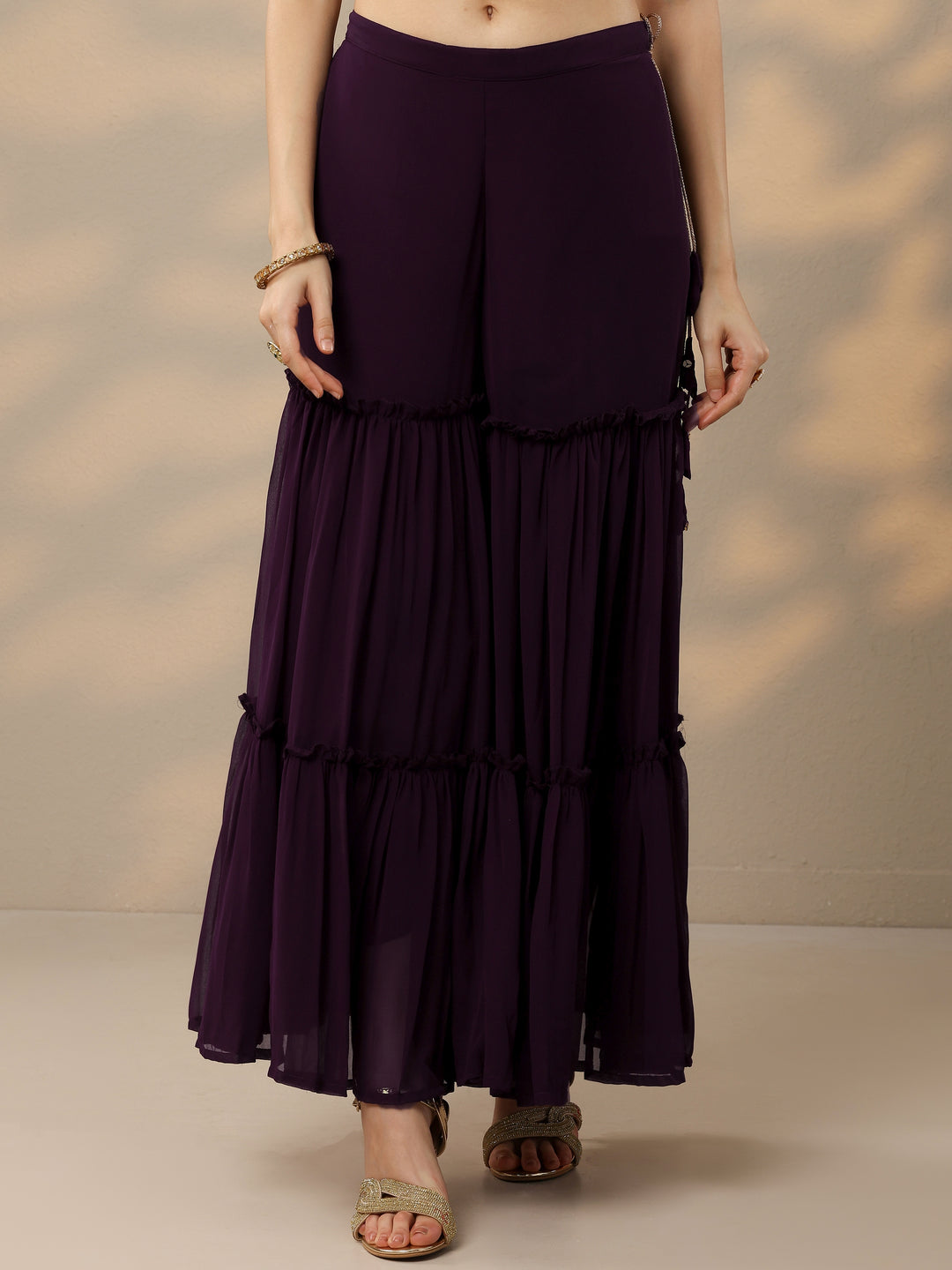 Purple Embroidered Georgette Suit Set