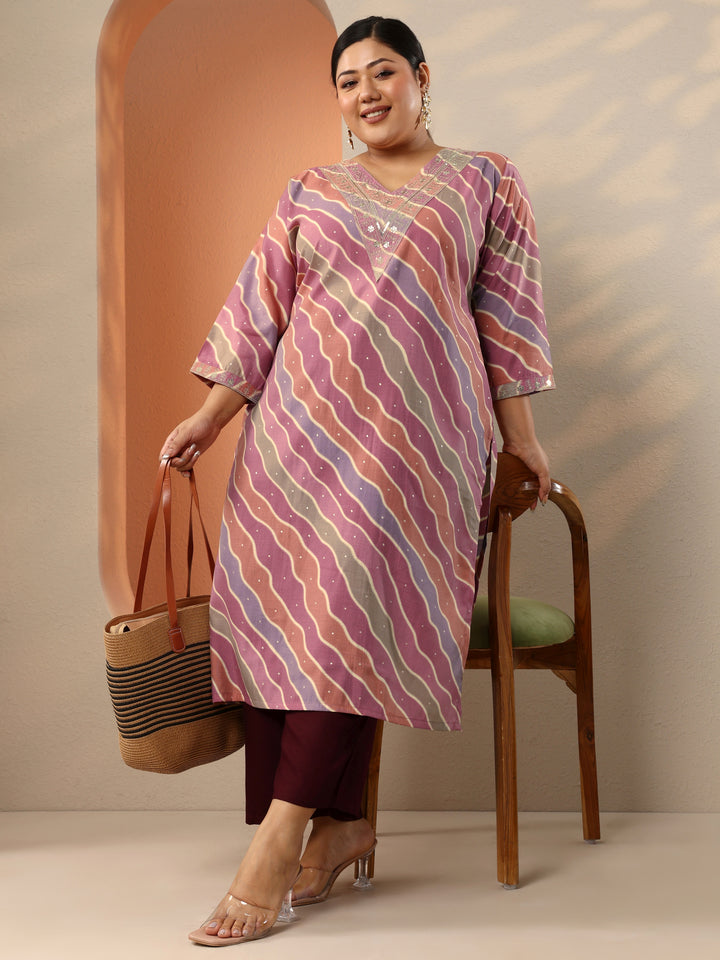 Plus Size Multi Printed Silk Blend Straight Kurta