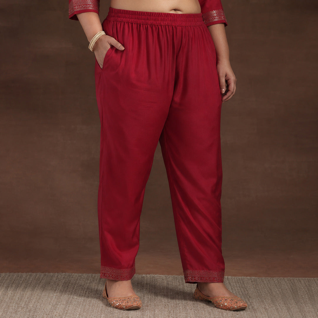 Plus Size Pink Woven Design Silk Blend Straight Suit With Dupatta