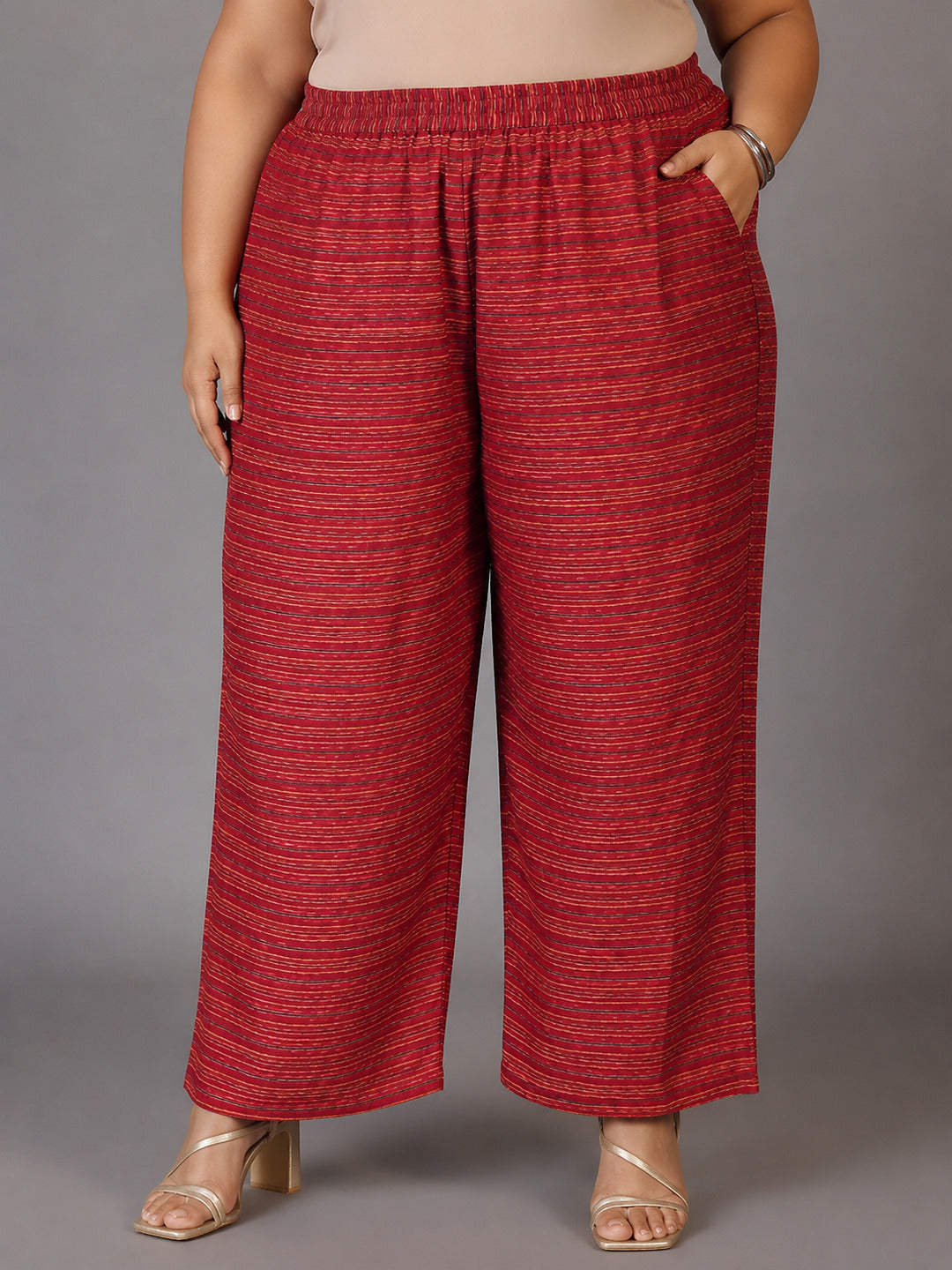 Plus Size Rust Printed Cotton Straight Suit With Dupatta
