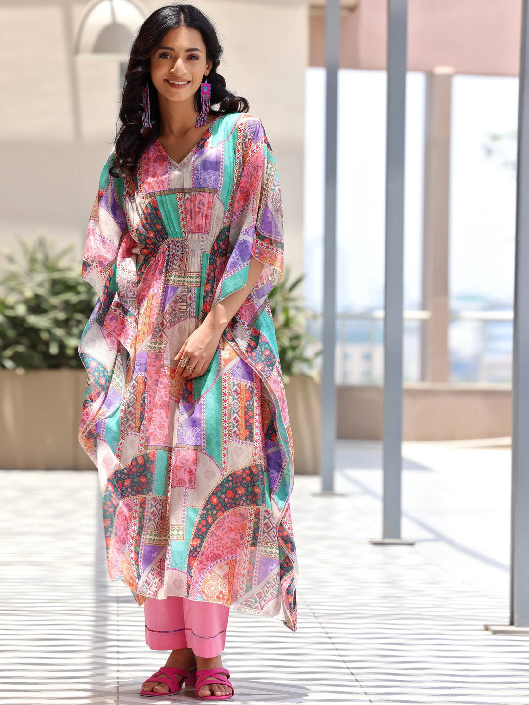 Multicoloured Printed Chiffon 3 Piece Co-Ords