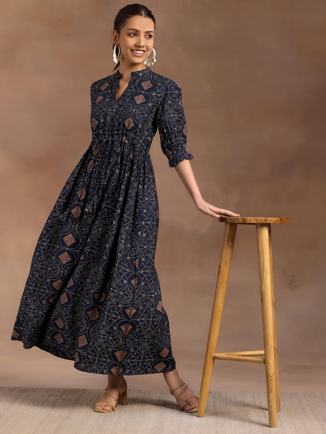 Buy Blue Printed Silk A-Line Dress Online in USA at $25.00 | Libas Buy Blue Printed Silk A-Line Dress Online in USA at $25.00 | Libas