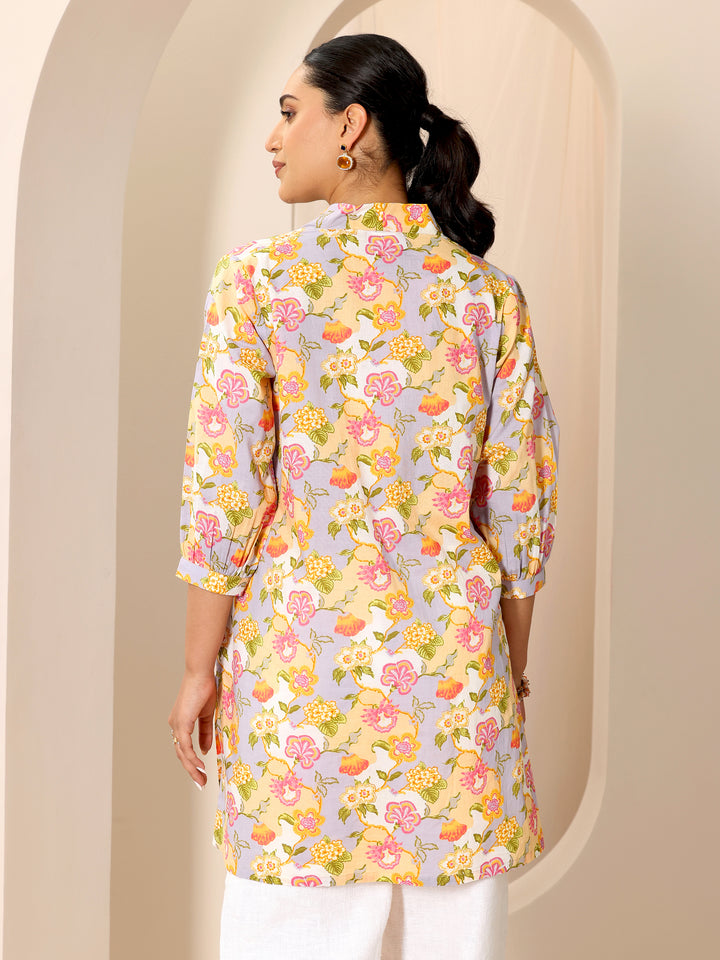 Multicoloured Printed Cotton Blend Straight Short Kurti