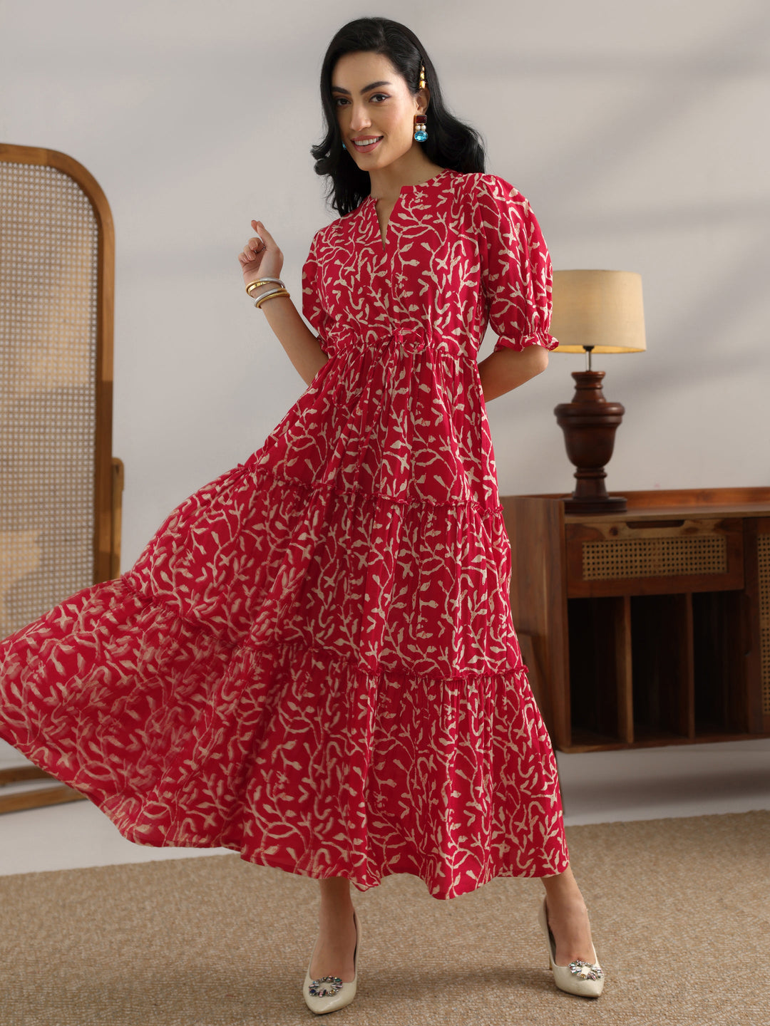 Buy Red Printed Cotton Fit And Flare One Piece Dress Online in USA at $22.00 | Libas Buy Red Printed Cotton Fit And Flare One Piece Dress Online in USA at $22.00 | Libas