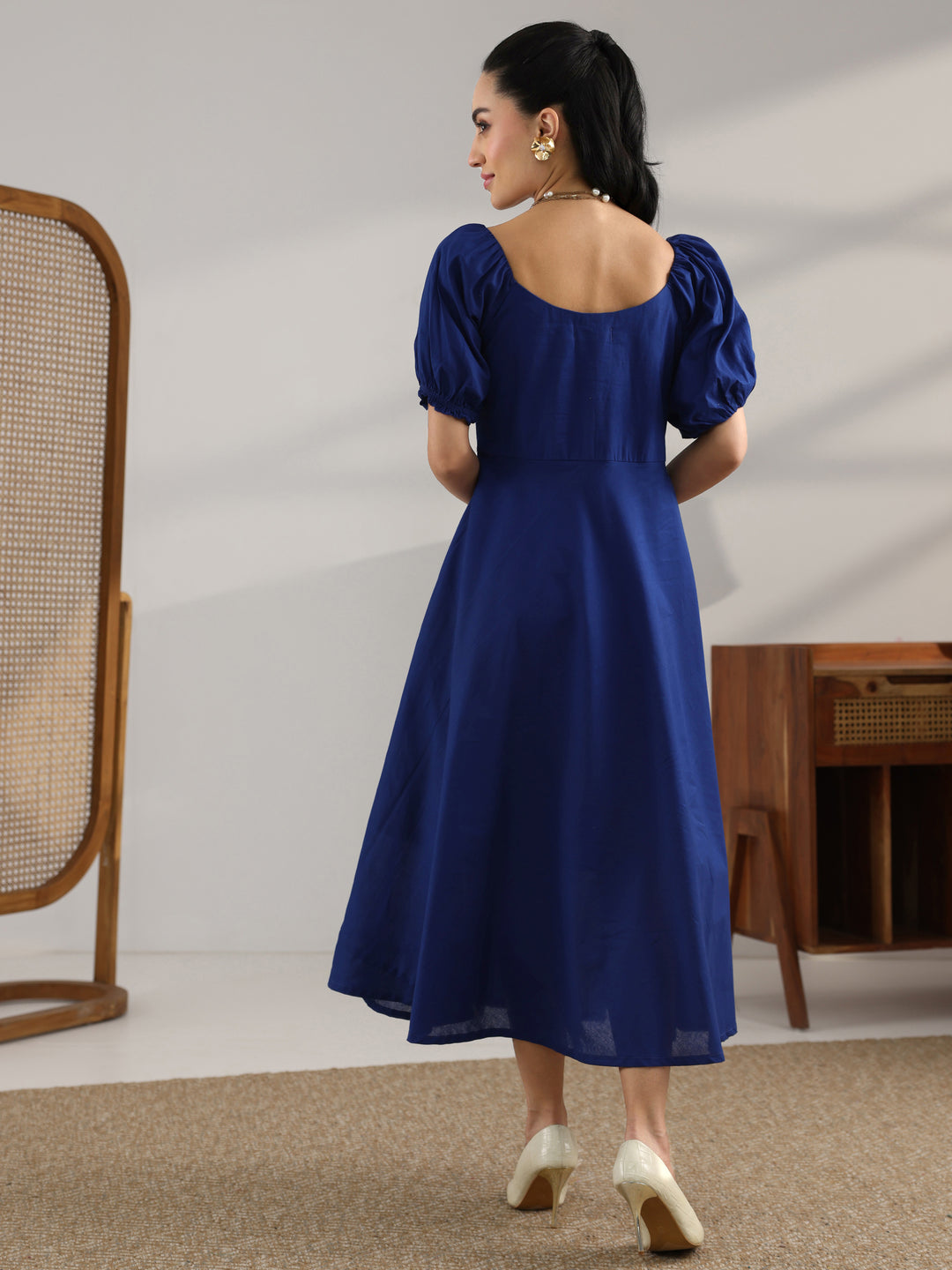 Buy Blue Solid Cotton A-Line One Piece Dress Online in USA at $25.00 | Libas Buy Blue Solid Cotton A-Line One Piece Dress Online in USA at $25.00 | Libas