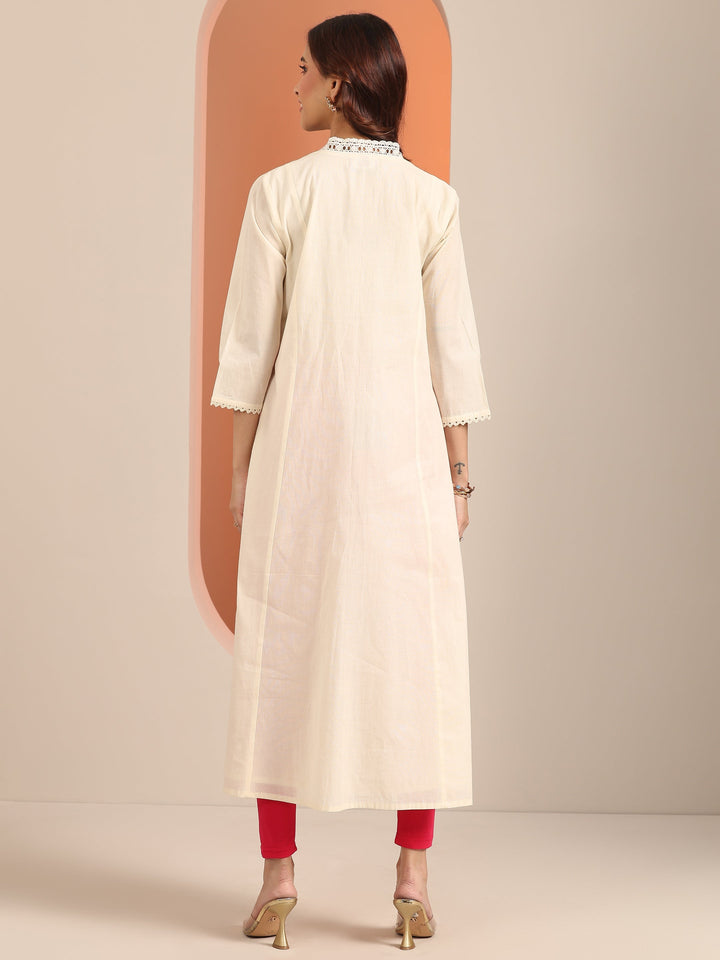 Off White Printed Cotton Pleated A-Line One Piece Dress