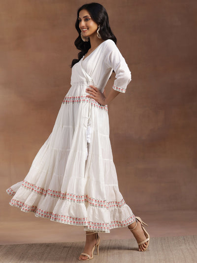White Printed Cotton Maxi Dress