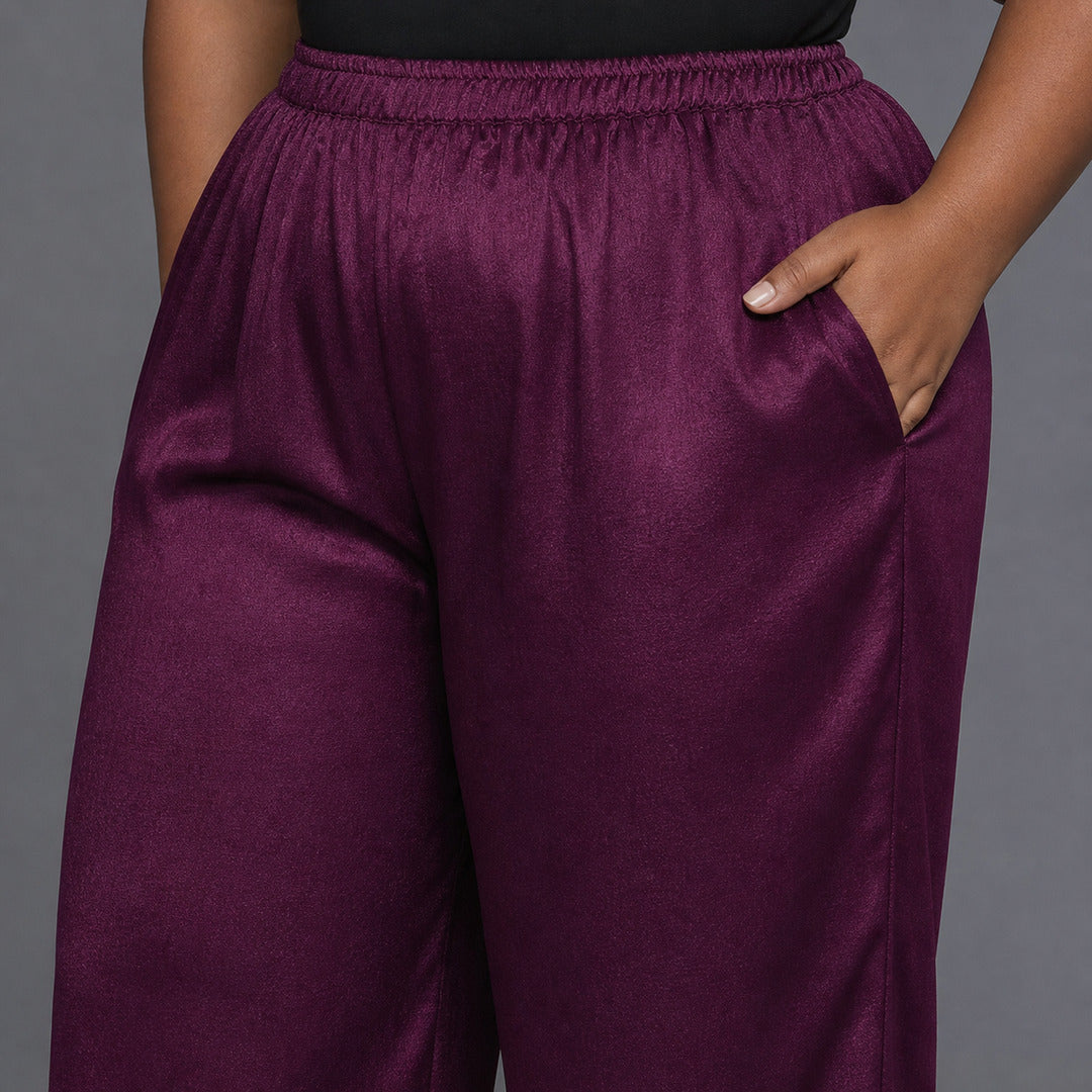 Plus Size Purple Embroidered Silk Blend Pakistani Suit