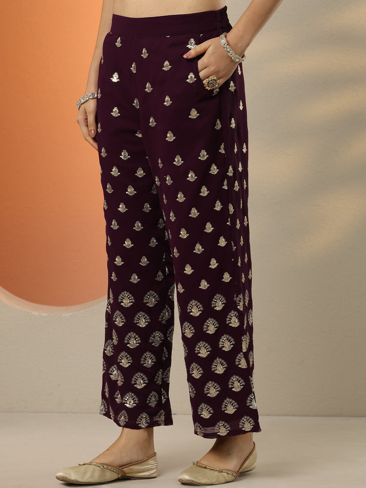 Wine Embellished Georgette Co-Ords