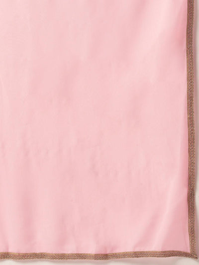Pink Embellished Georgette Stitched Saree - ShopLibas