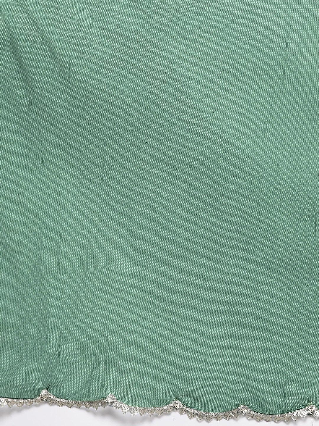 Green Embroidered Velvet Lehenga Set - ShopLibas