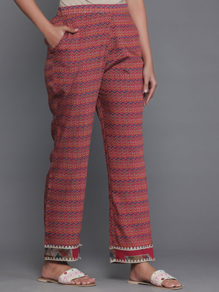 Maroon Printed Silk Blend Straight Suit With Dupatta