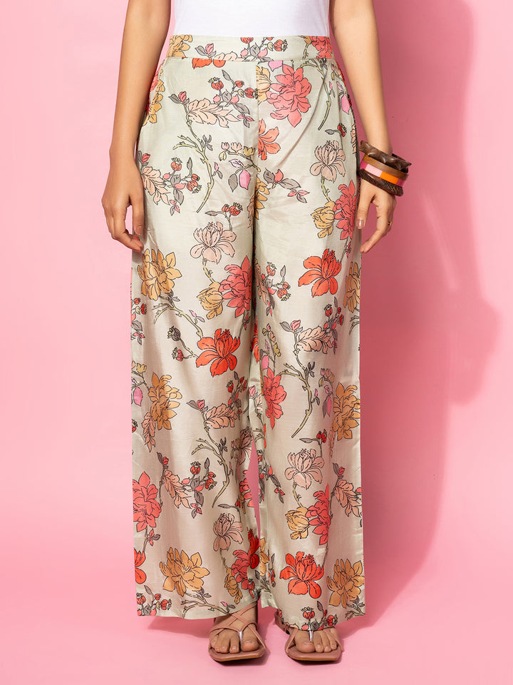 Green Printed Silk Blend Co-Ords