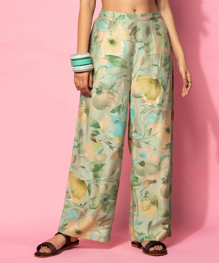 Green Printed Cotton 3 Piece Co-Ords