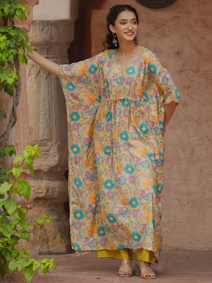 Multicoloured Printed Silk Blend Co-Ords