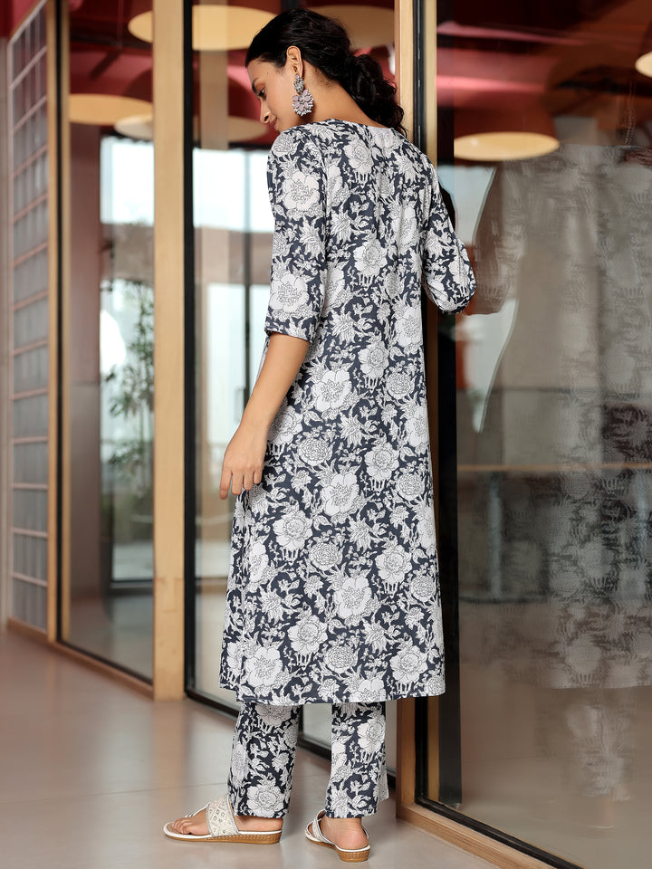 Grey Printed Cotton Co-Ords