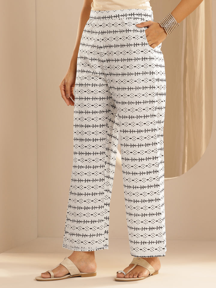 Monochrome Printed Cotton Straight Suit With Dupatta