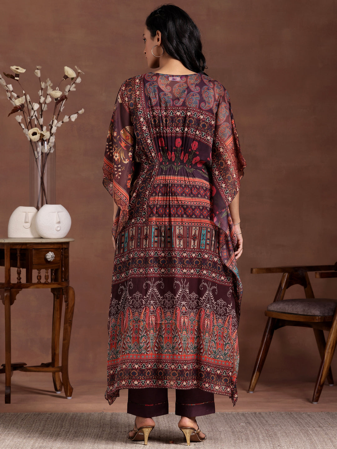 Multicoloured Printed Chiffon 3 Piece Co-Ords