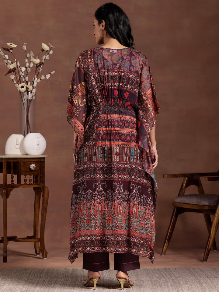 Multicoloured Printed Chiffon 3 Piece Co-Ords