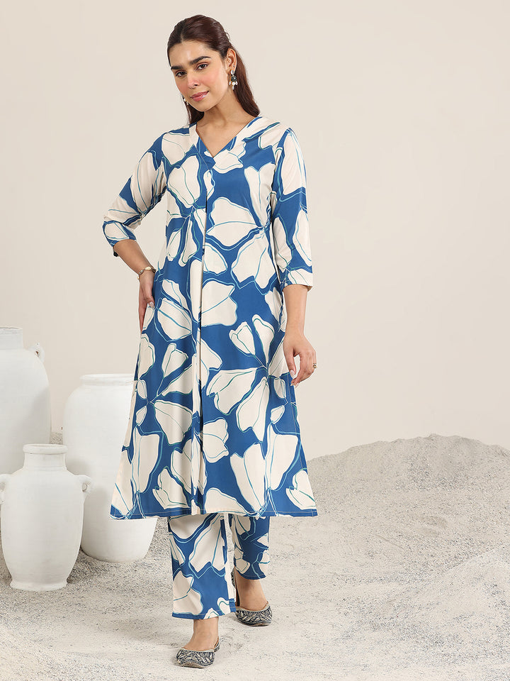 Blue Printed Poly Crepe Co ord sets